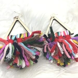 Rainbow fuzzy earrings 🌈